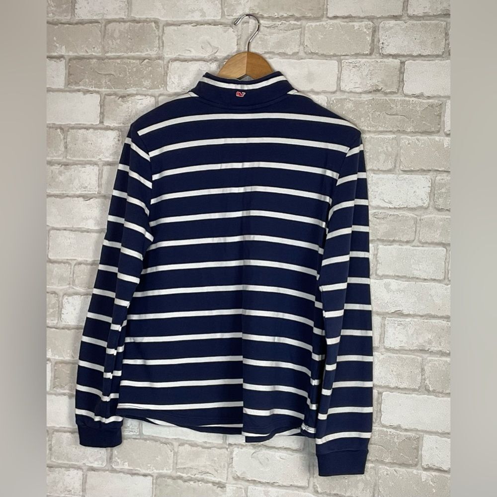 Vineyard Vines Striped Quarter Zip Pullover Long Sleeve Sweatshirt Size M - Picture 6 of 12